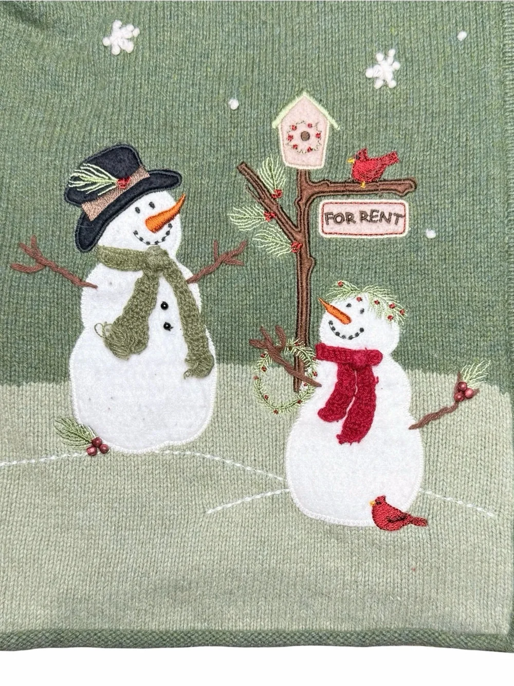 Croft And Barrow Vintage Y2K Snowman Scene Full Zip Cardigan Teachercore